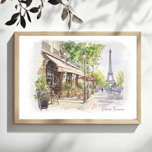 ヨーロッパ　油絵　街並み ヨーロッパ街並みの油絵